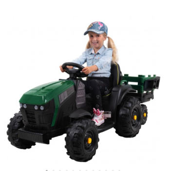 Preview: Elektro-Kindertraktor mit Anhänger, Staufach, Schaufel, Fernbedienung, 90 W, Bremsautomatik, TD925